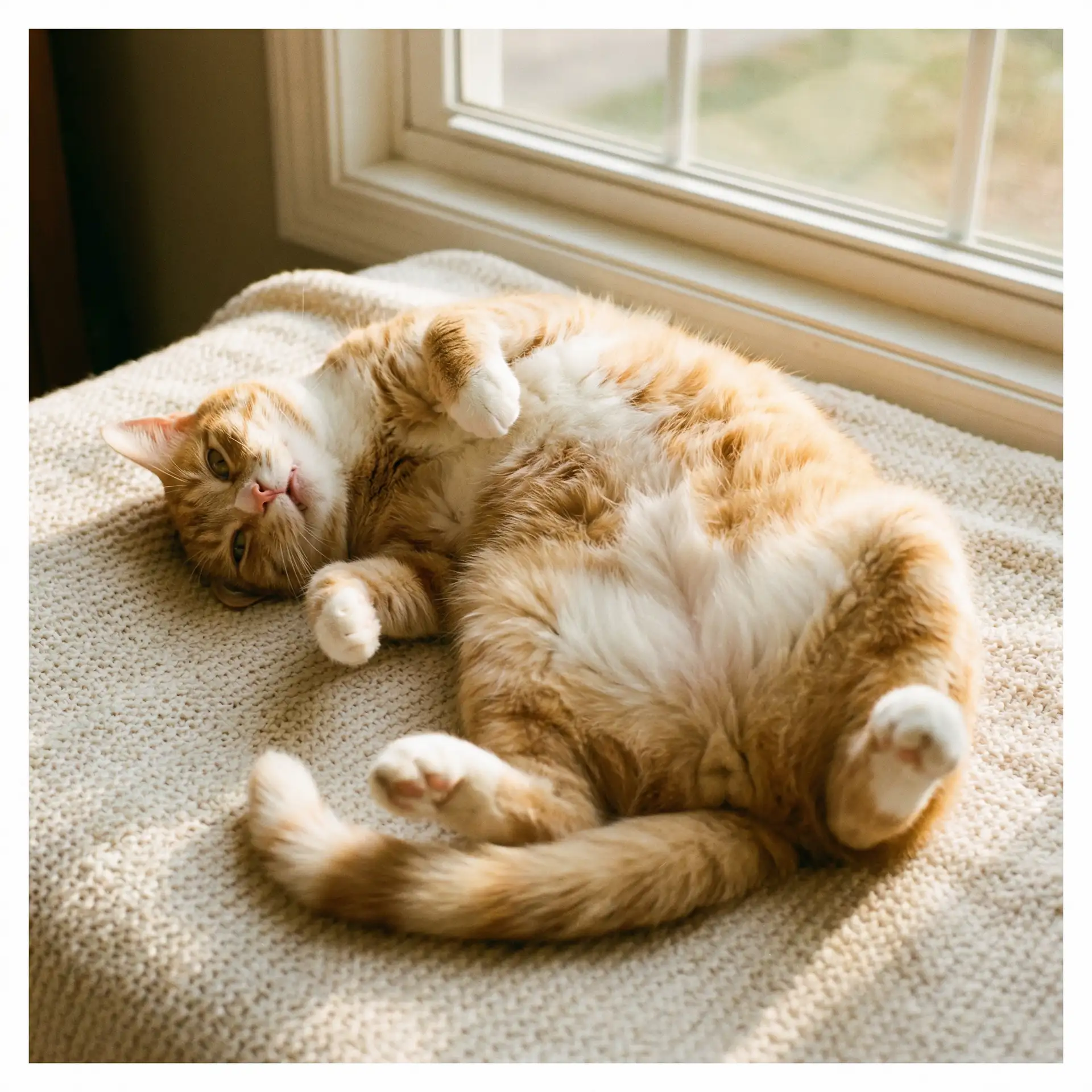 猫咪仰躺露出肚皮 - 老狼卡二卡三卡四卡二
